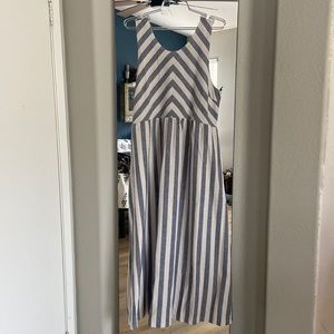United by Blue - Soft Hemp Chambray MIDI Dress - Blue Stripe - NWT